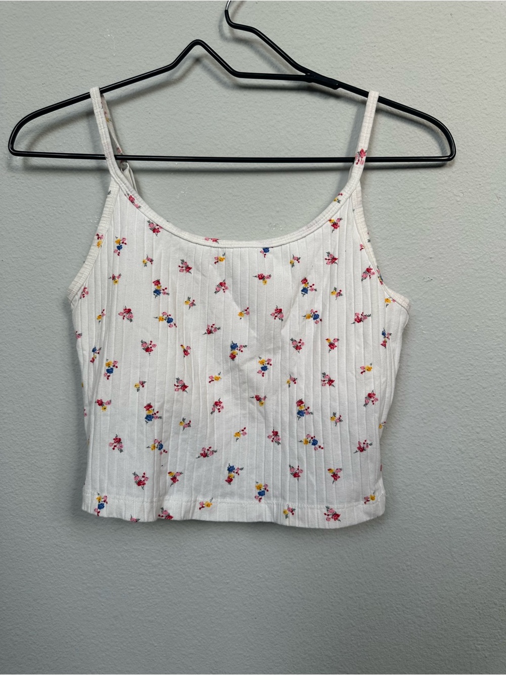 Old Navy White Floral Ribbed Cami